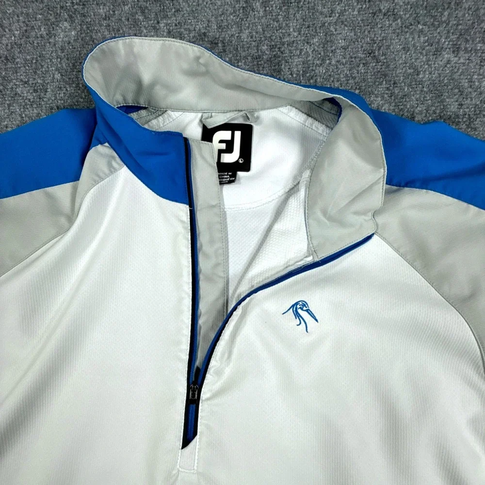 FootJoy Mens Large White Golf Windbreaker Pullover Quarter Zip Short Sleeve